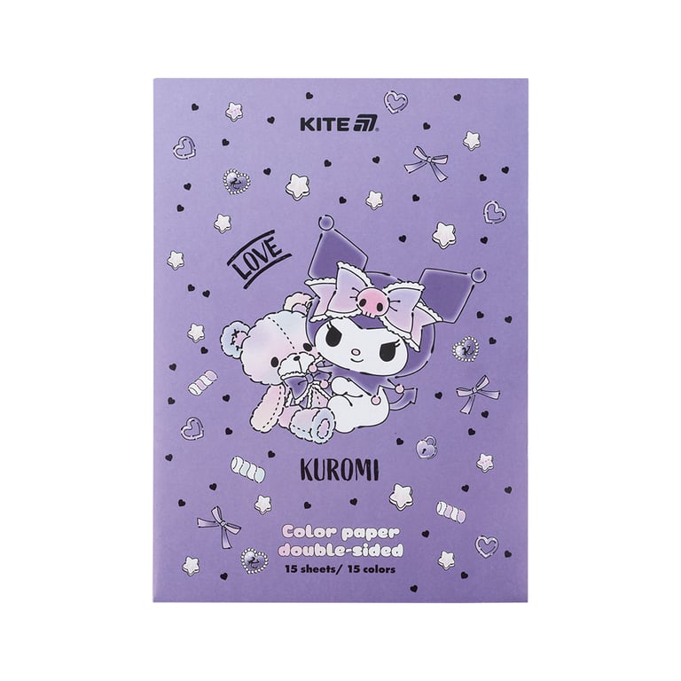Кольоровий папір Kite А4 двосторонній Kuromi (15 аркушів/15 кольорів) (HK24-250-2) - фото 1