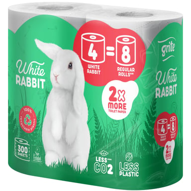 Туалетний папір Grite White Rabbit 3 шари 300 відривів 4 рулони (4770023351934) - фото 1