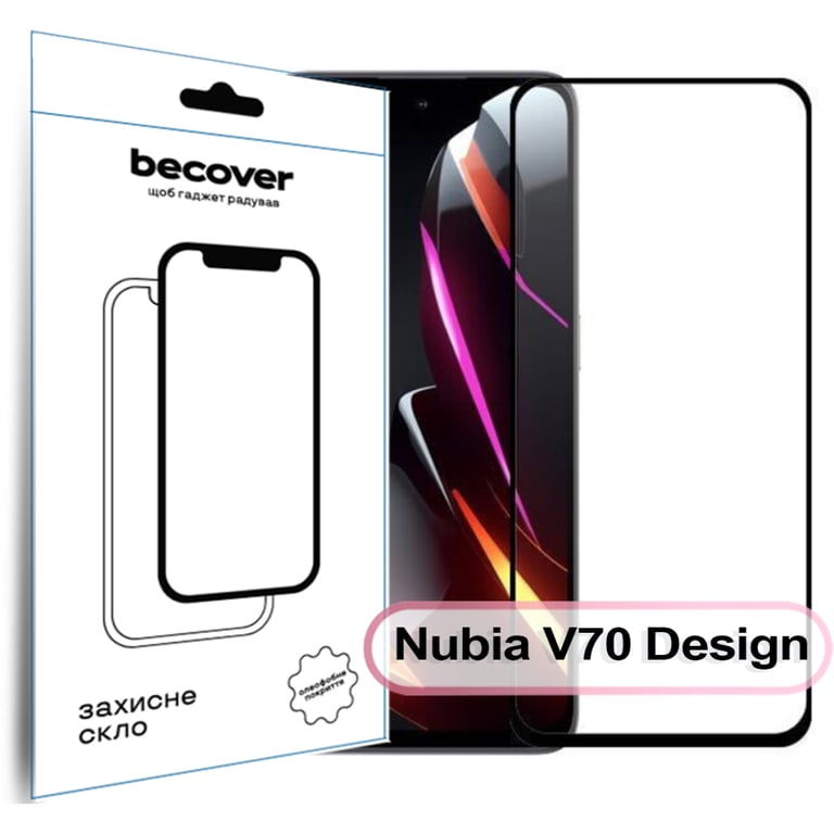 Скло захисне BeCover Nubia V70 Design Black (713455) - фото 1