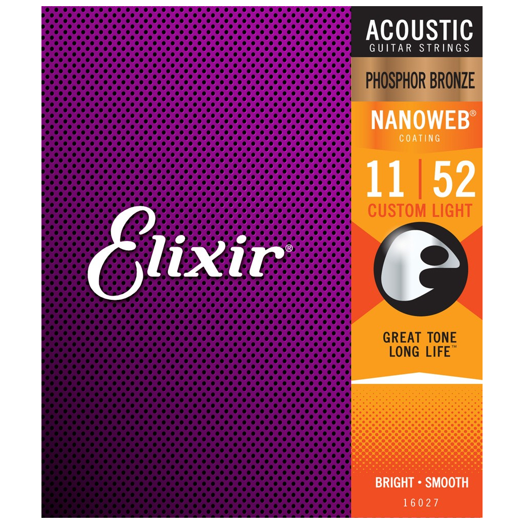 Струни для гітари Elixir 16027 Nanoweb Phosphor Bronze Acoustic Custom Light (11-52) (240662) - фото 1 Струни для гітари Elixir 16027 Nanoweb Phosphor Bronze Acoustic Custom Light (11-52) (240662) - фото 1