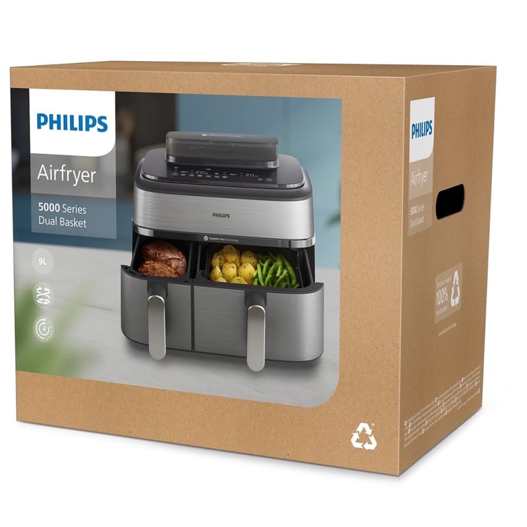 Мультипіч Philips Dual Basket Airfryer 5000 Series (NA555/00) - фото 7