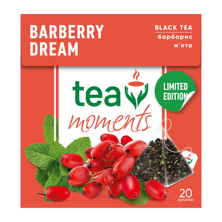 Чай Tea Moments Barberry Dream чорний з барбарисом та м'ятою 20х1.8 г пірамідки (tm.03644) - фото 4
