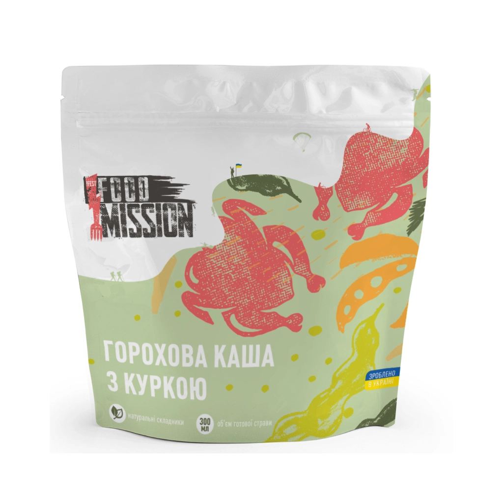 Їжа швидкого приготування Food Mission Каша горохова з куркою 100 г (fm.30368) - фото 1