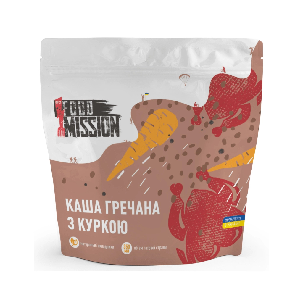 Їжа швидкого приготування Food Mission Каша гречана з куркою 100 г (fm.30481) - фото 1 Їжа швидкого приготування Food Mission Каша гречана з куркою 100 г (fm.30481) - фото 1