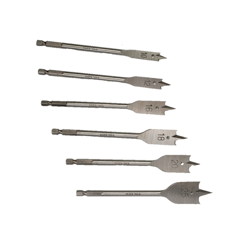 Набір свердл Tolsen пласких по дереву 6 шт 10, 12, 16, 18, 20, 25мм (75655) - фото 4 Набір свердл Tolsen пласких по дереву 6 шт 10, 12, 16, 18, 20, 25мм (75655) - фото 4