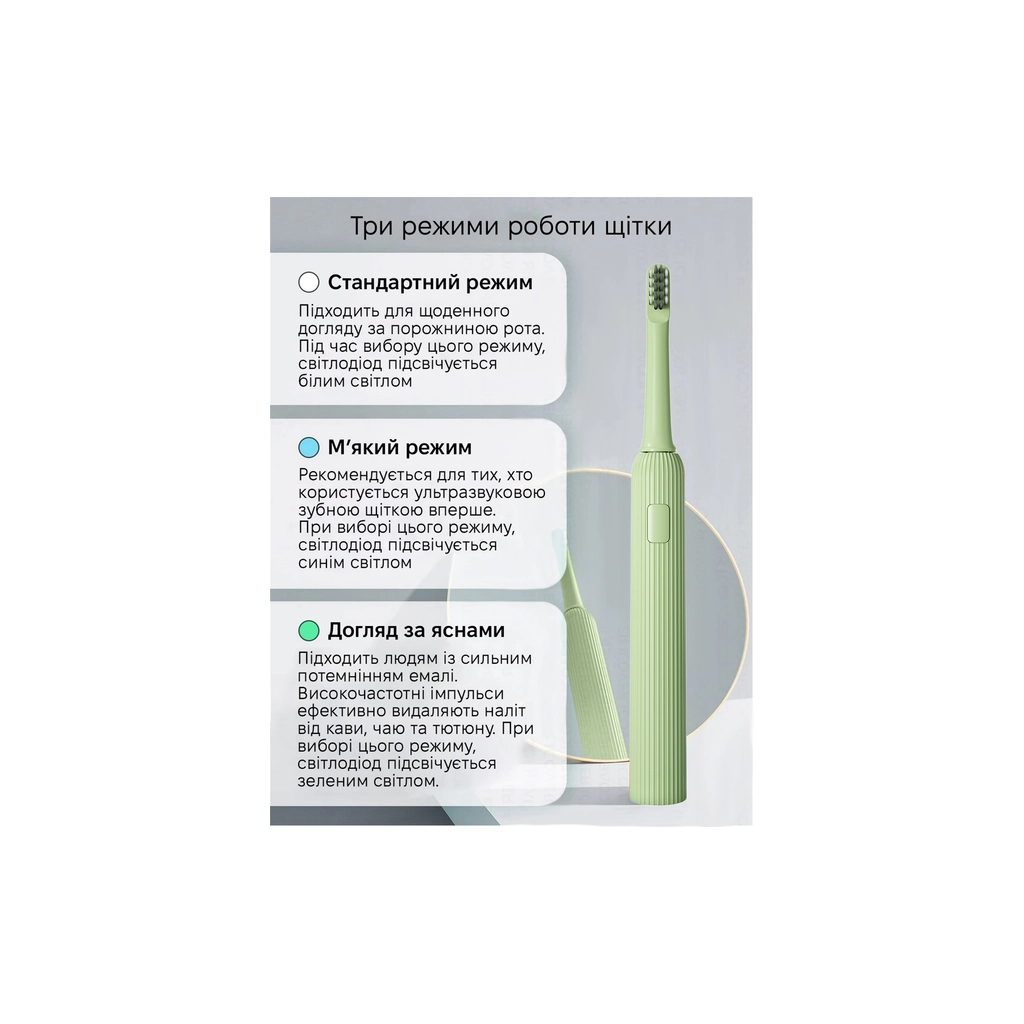 Електрична зубна щітка Xiaomi Mint5 Sonik Green (MINT5-G) - фото 3 Електрична зубна щітка Xiaomi Mint5 Sonik Green (MINT5-G) - фото 3