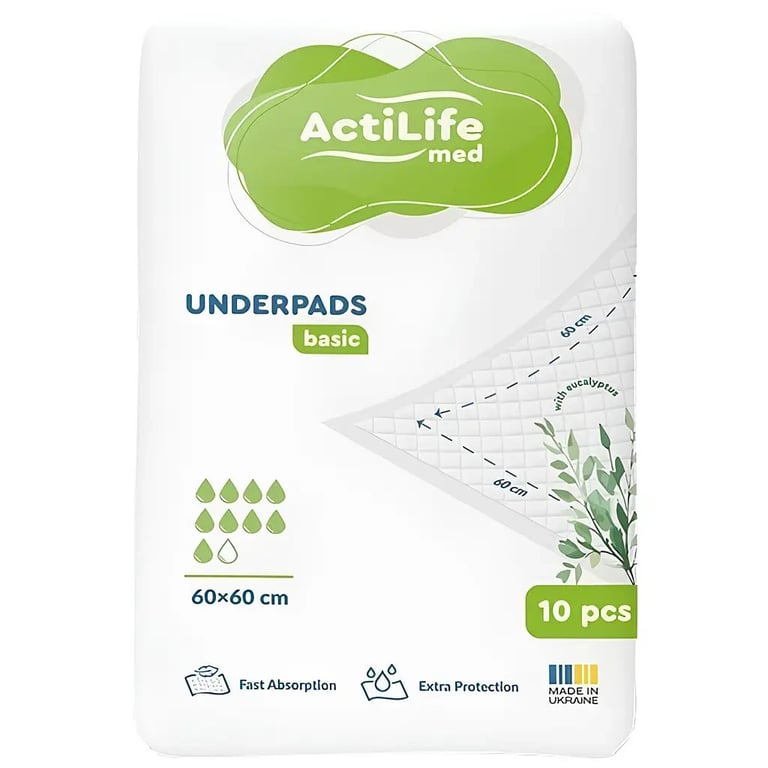 Пелюшки для малюків ActiLife Med Basic 60 х 60, 10 шт (4820174981419) - фото 1