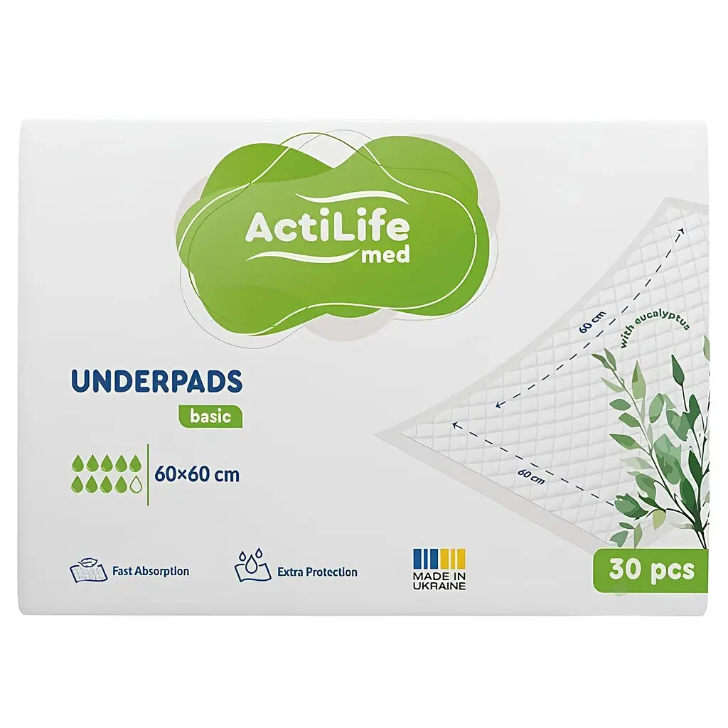 Пелюшки для малюків ActiLife Med Basic 60 х 60, 30 шт (4820174981471) - фото 1 Пелюшки для малюків ActiLife Med Basic 60 х 60, 30 шт (4820174981471) - фото 1