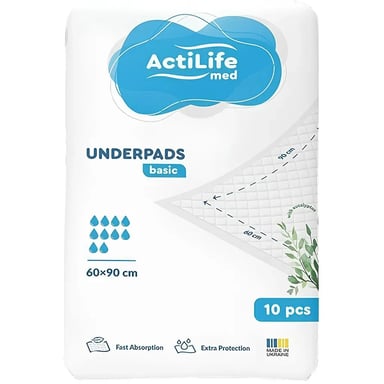 Пелюшки для малюків ActiLife Med Basic 60 х 90, 10 шт (4820174981426) - фото 1