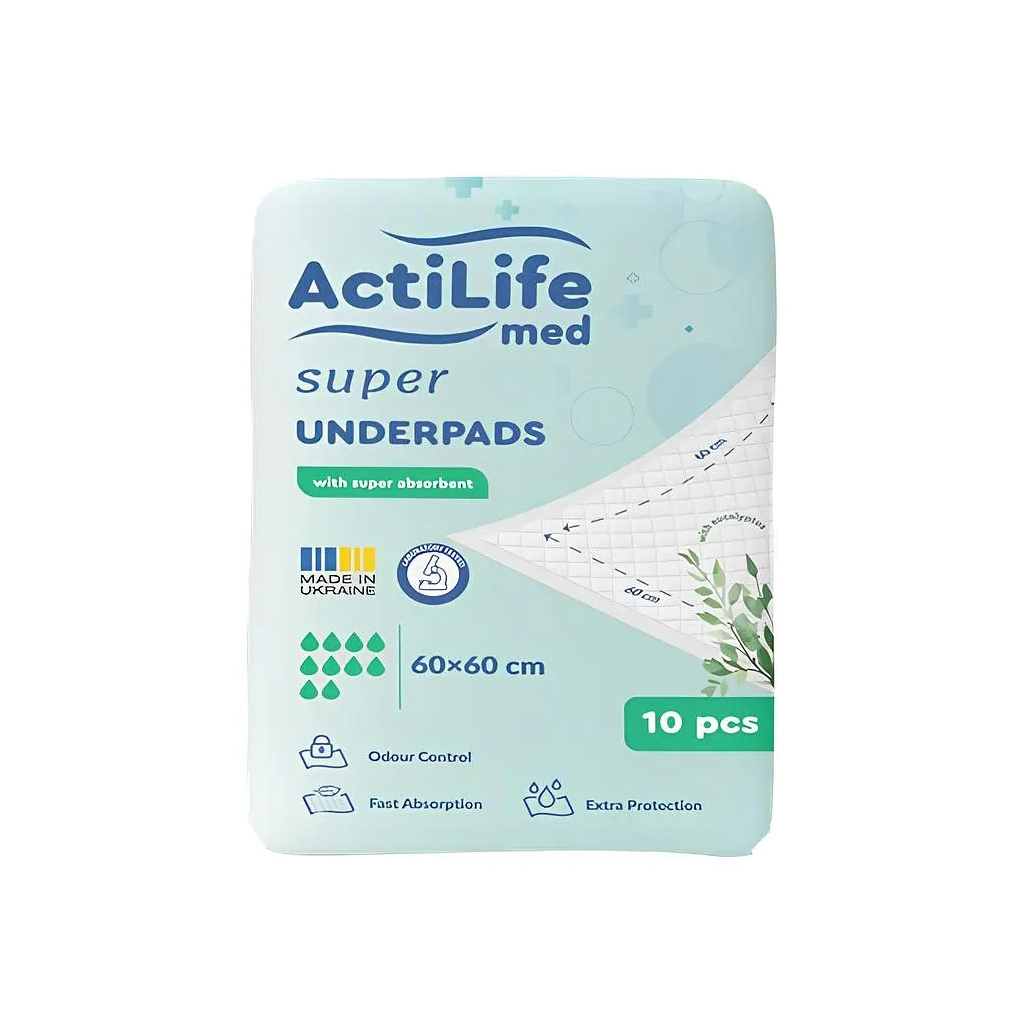 Пелюшки для малюків ActiLife Med Super 60 х 60, 10 шт (4820174981440) - фото 1 Пелюшки для малюків ActiLife Med Super 60 х 60, 10 шт (4820174981440) - фото 1