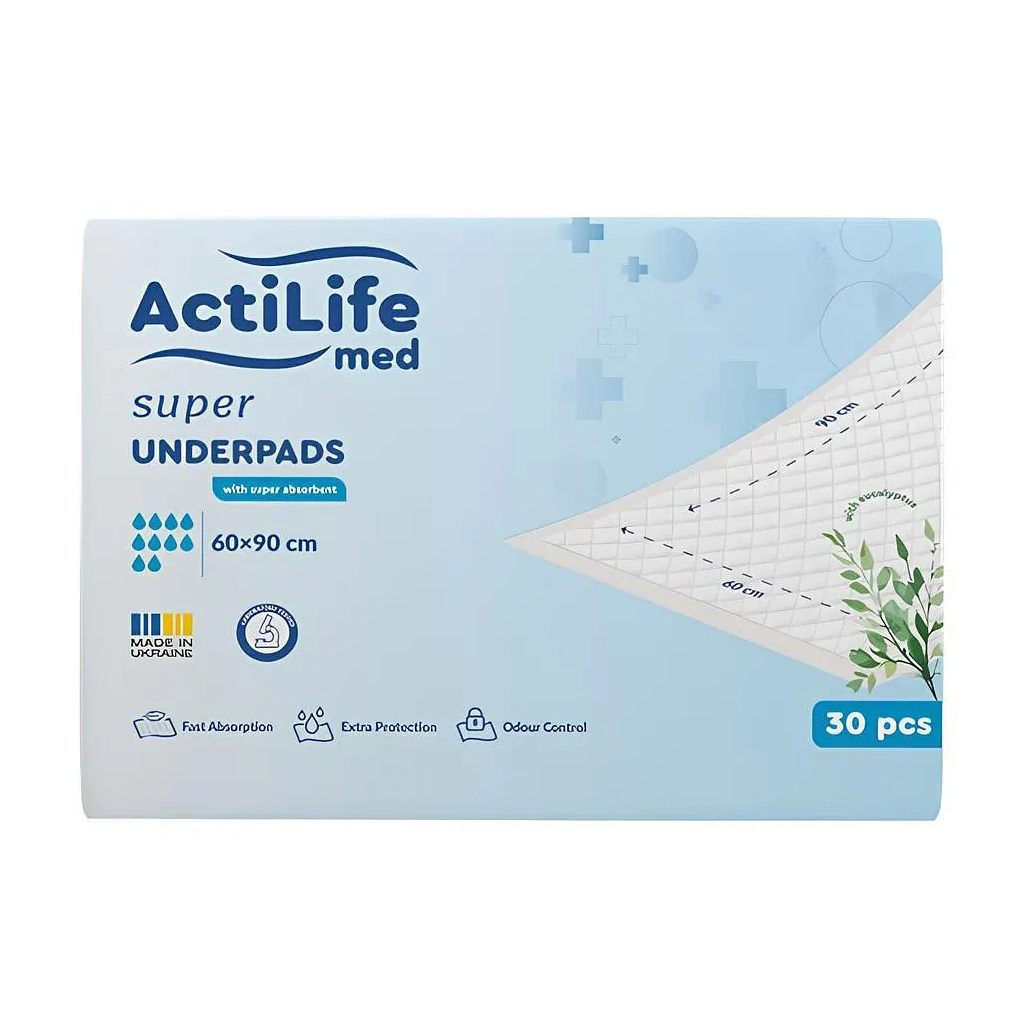 Пелюшки для малюків ActiLife Med Super 60 х 90, 30 шт (4820174981495) - фото 1