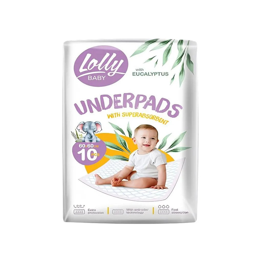 Пелюшки для малюків Lolly 60*60 см 10 шт (4820174981808) - фото 1 Пелюшки для малюків Lolly 60*60 см 10 шт (4820174981808) - фото 1