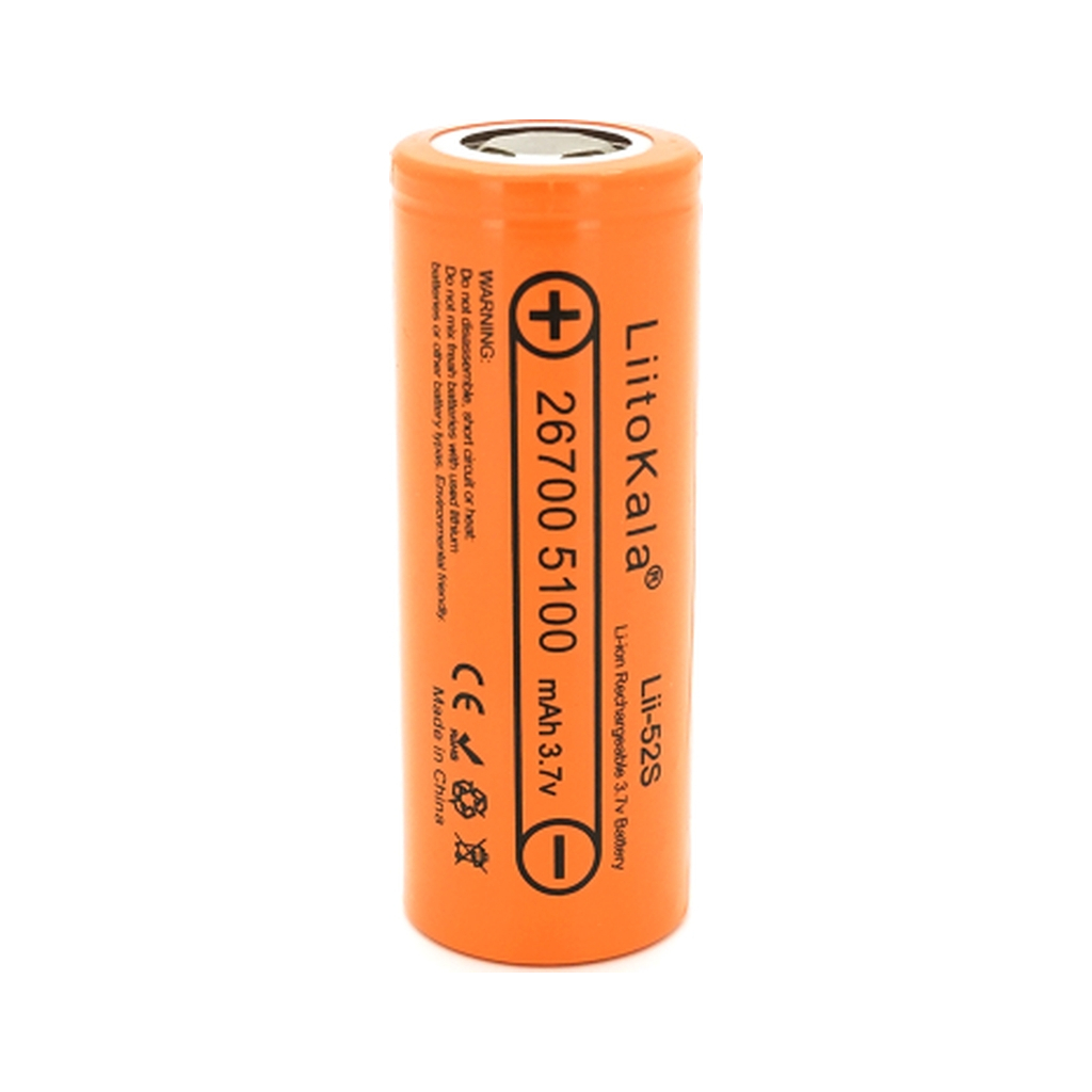 Акумулятор 26700 Li-Ion 5000mah 5100-5200mah, 3.7V (2.75-4.2V), Orange Liitokala (Lii-52S) Акумулятор 26700 Li-Ion 5000mah 5100-5200mah, 3.7V (2.75-4.2V), Orange Liitokala (Lii-52S)
