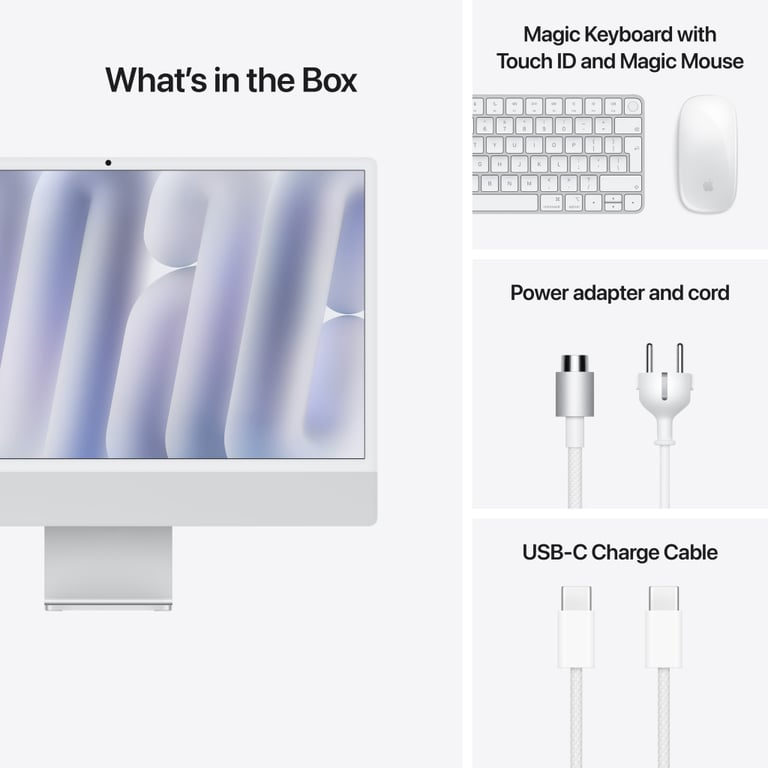 Комп'ютер Apple 24" iMac Retina 4.5K / Apple M4 (10-c/CPU, 10-c/GPU), 16, 512, Silver, Model A3137 (MWUV3UA/A) - фото 7