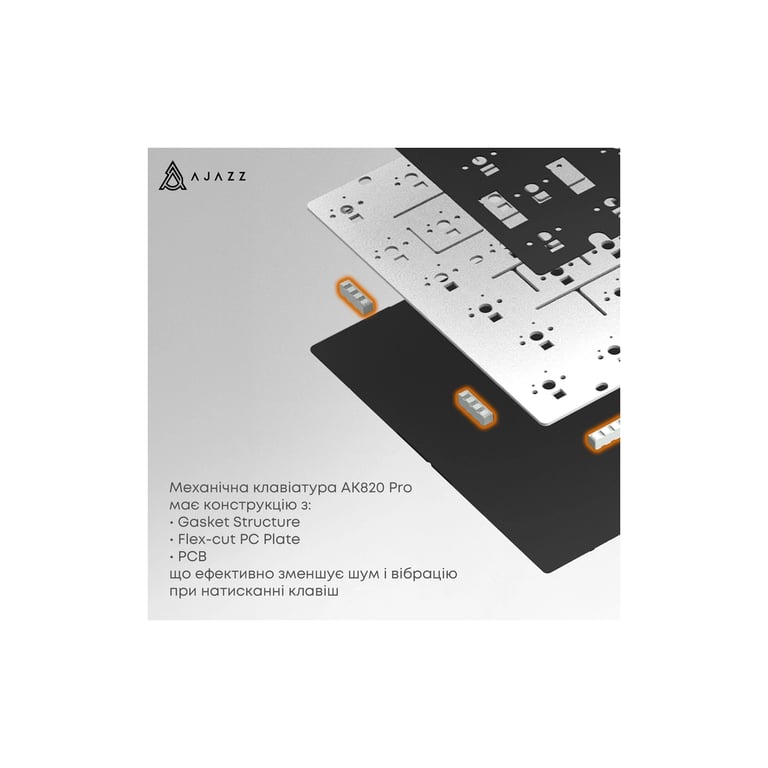 Клавіатура Ajazz AK820 Pro Flying Fish Switch Purple RGB USB/Wireless/Bluetooth UA Purple (AK820PRO-FF-PWB) - фото 12
