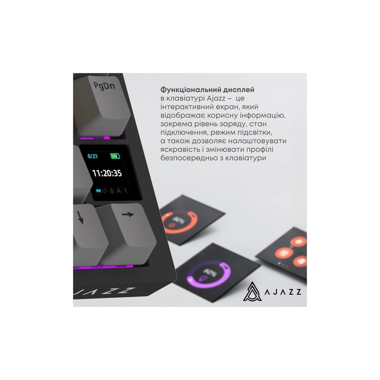 Клавіатура Ajazz AK820 Pro Flying Fish Switch Purple RGB USB/Wireless/Bluetooth UA Purple (AK820PRO-FF-PWB) - фото 10