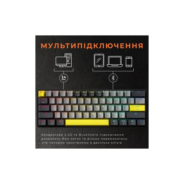 Клавіатура GamePro MK130G Pro Outemu Red Switch Hot-Swap 60 RGB USB/Wireless/Bluetooth Black (MK130G Pro) - фото 12