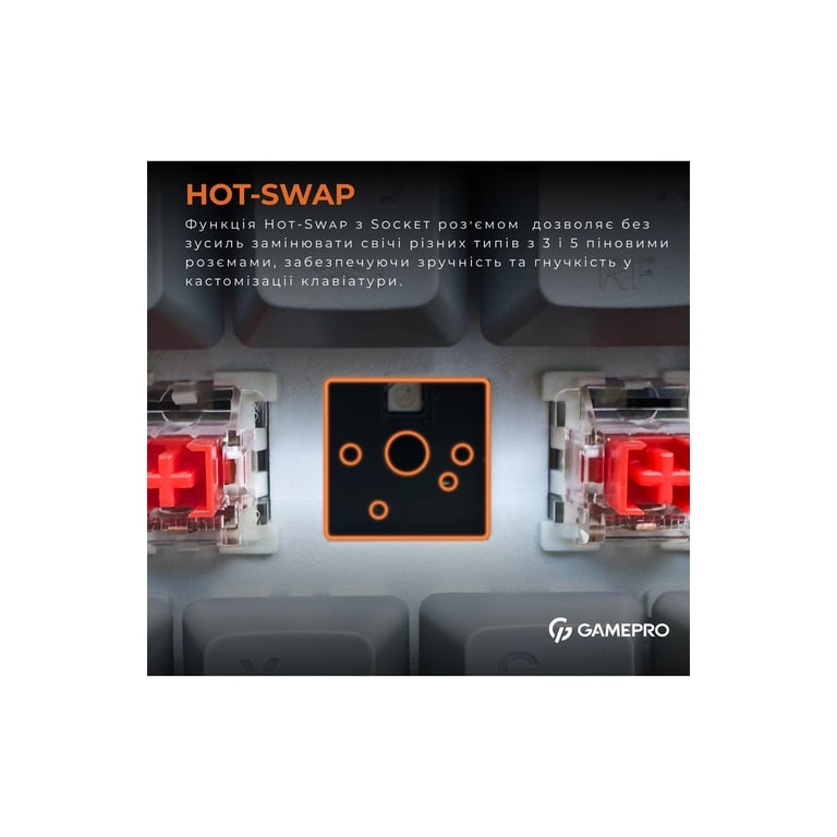 Клавіатура GamePro MK130G Pro Outemu Red Switch Hot-Swap 60 RGB USB/Wireless/Bluetooth Black (MK130G Pro) - фото 4