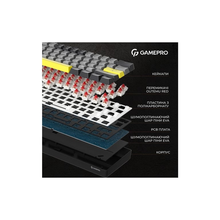 Клавіатура GamePro MK130G Pro Outemu Red Switch Hot-Swap 60 RGB USB/Wireless/Bluetooth Black (MK130G Pro) - фото 8