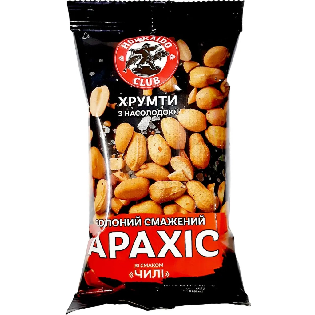 Горіхи Hokkaido Club Арахіс смажений солоний зі смаком чилі 60 г (4820172442820) - фото 1