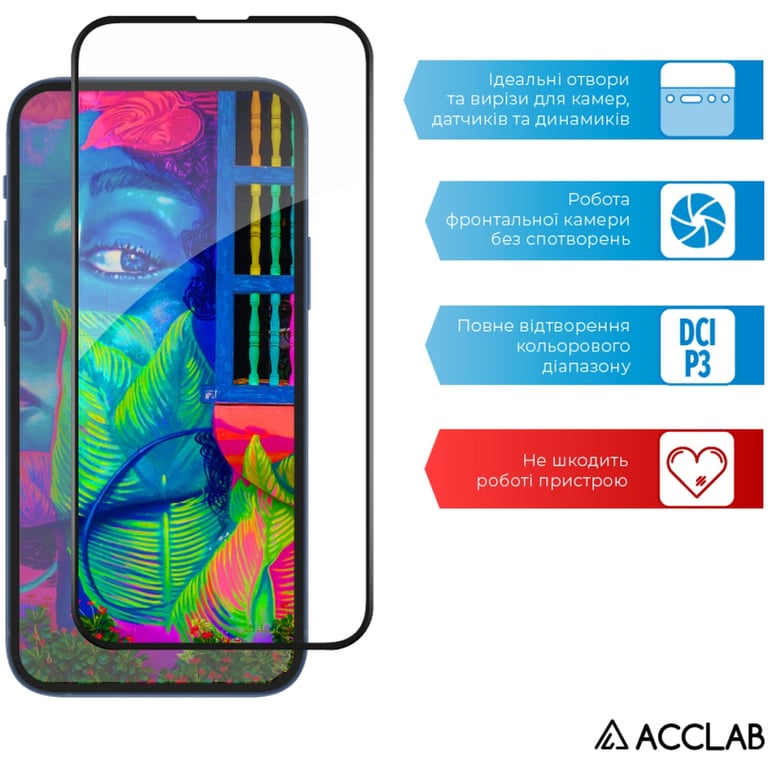 Скло захисне ACCLAB Full Glue ESD Apple Iphone 13/13 Pro Black (1283126542527) - фото 5