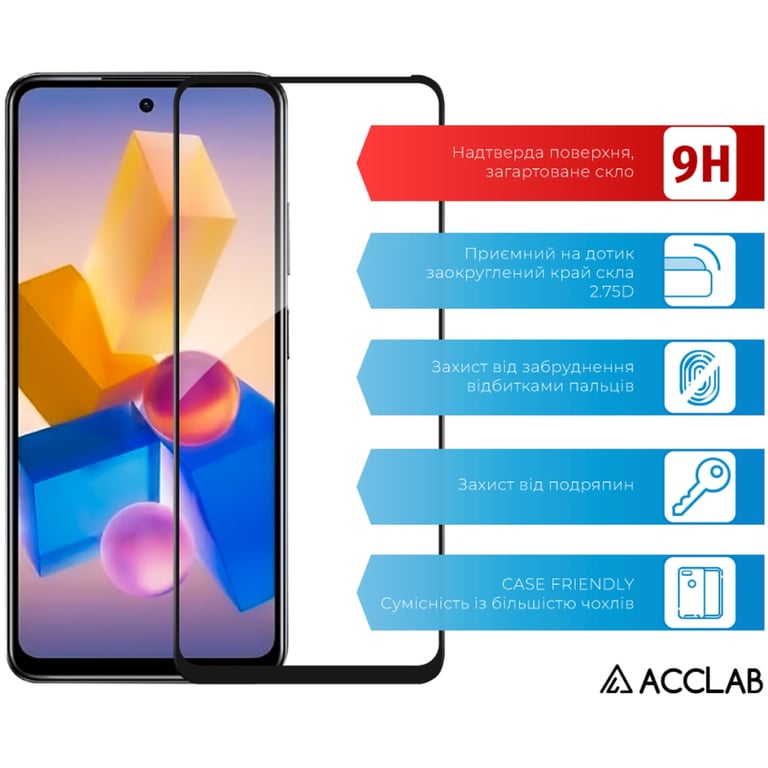 Скло захисне ACCLAB Full Glue Infinix Hot 40i Black (1283126588914) - фото 3