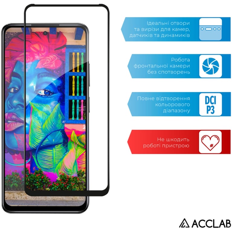 Скло захисне ACCLAB Full Glue Infinix Hot 40i Black (1283126588914) - фото 5
