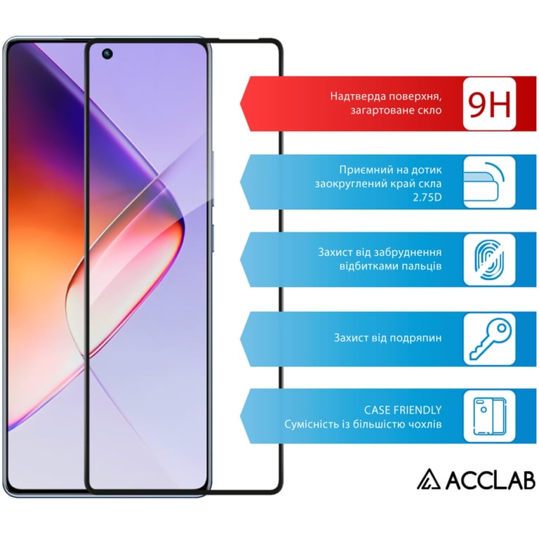 Скло захисне ACCLAB Full Glue Infinix Note 40 4G Black (1283126594885) - фото 3