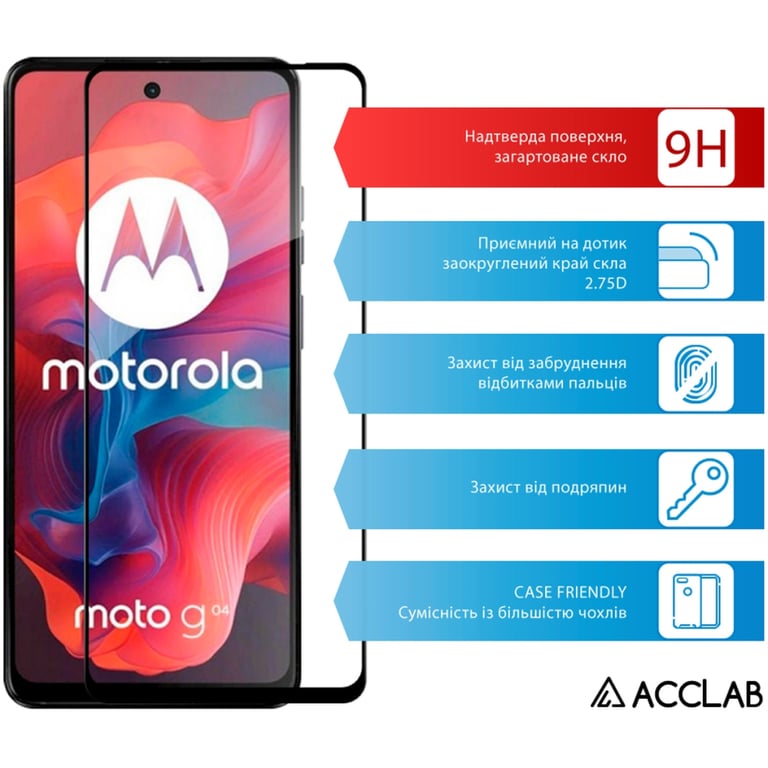 Скло захисне ACCLAB Full Glue Moto G04 Black (1283126594250) - фото 3