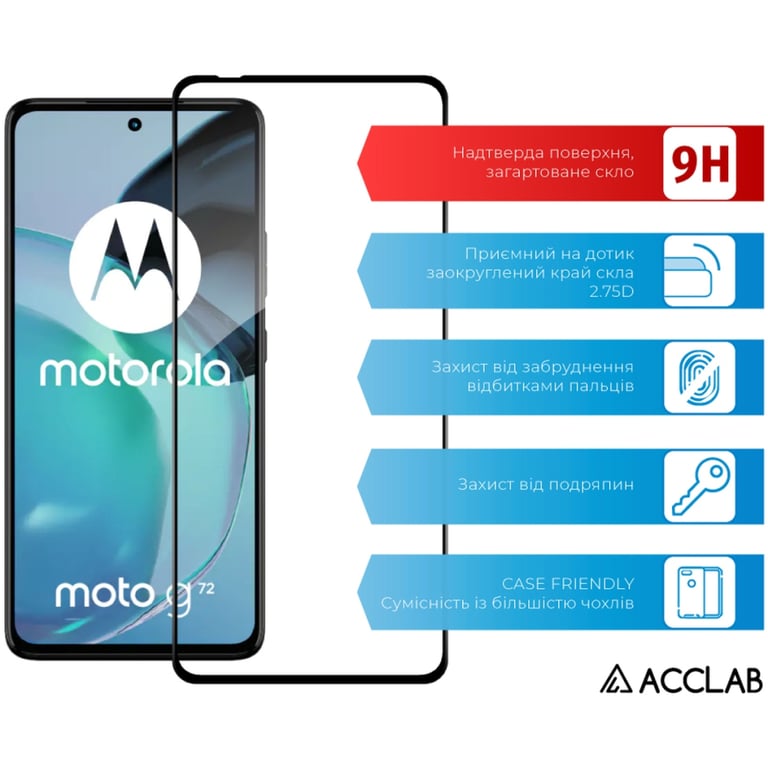 Скло захисне ACCLAB Full Glue Moto G72 Black (1283126583025) - фото 3