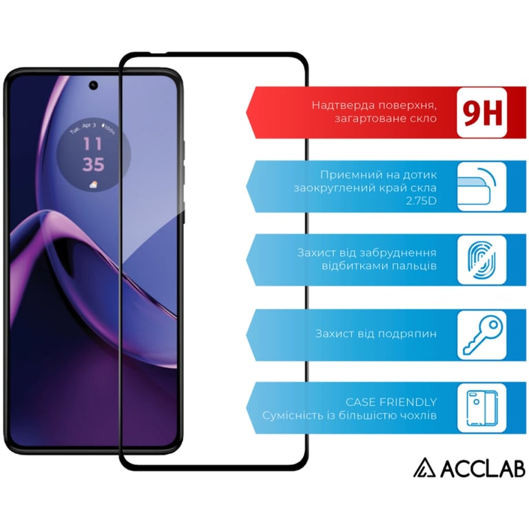 Скло захисне ACCLAB Full Glue Moto G84 Black (1283126582332) - фото 3