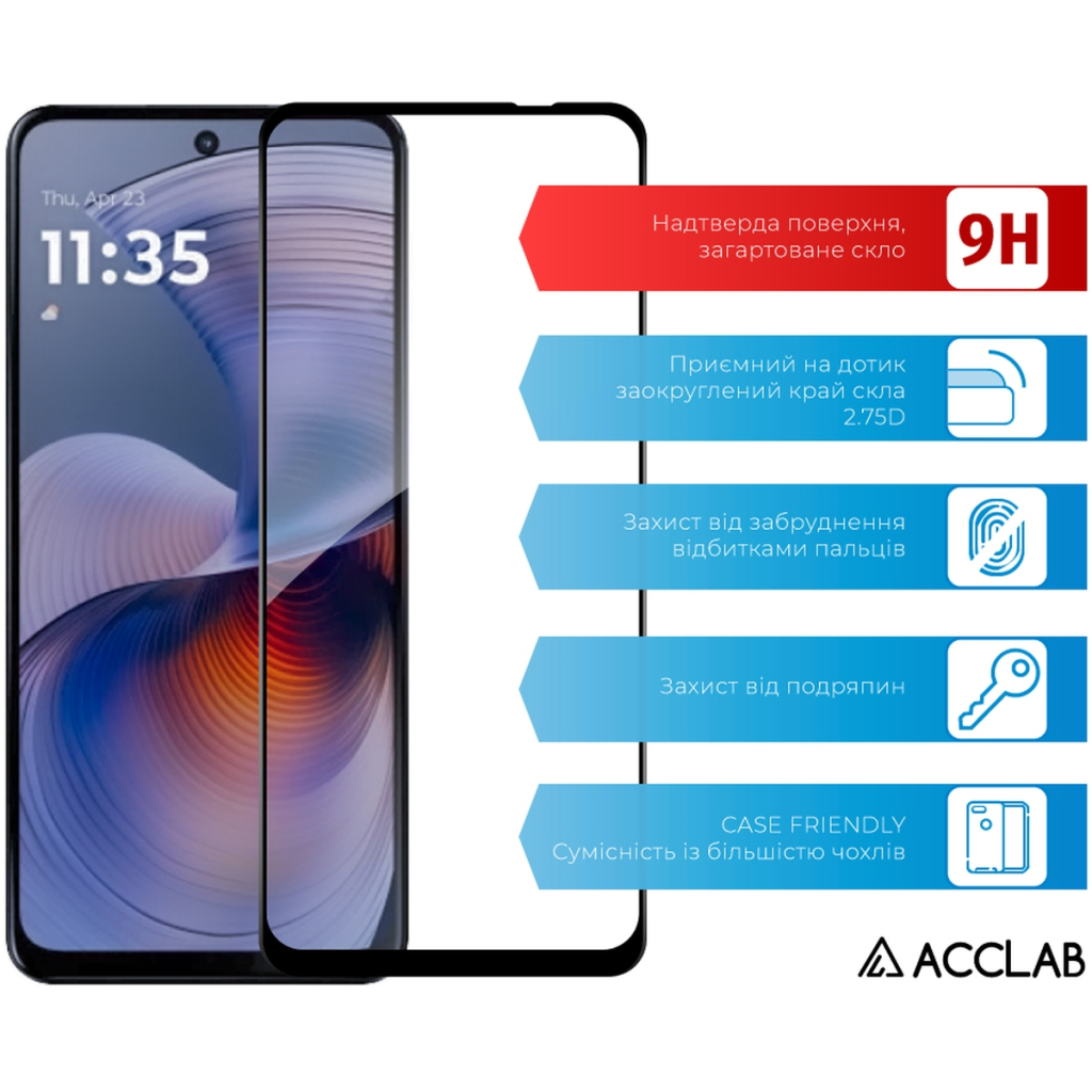 Скло захисне ACCLAB Full Glue Motorola G55 Black (1283126613210) - фото 3 Скло захисне ACCLAB Full Glue Motorola G55 Black (1283126613210) - фото 3