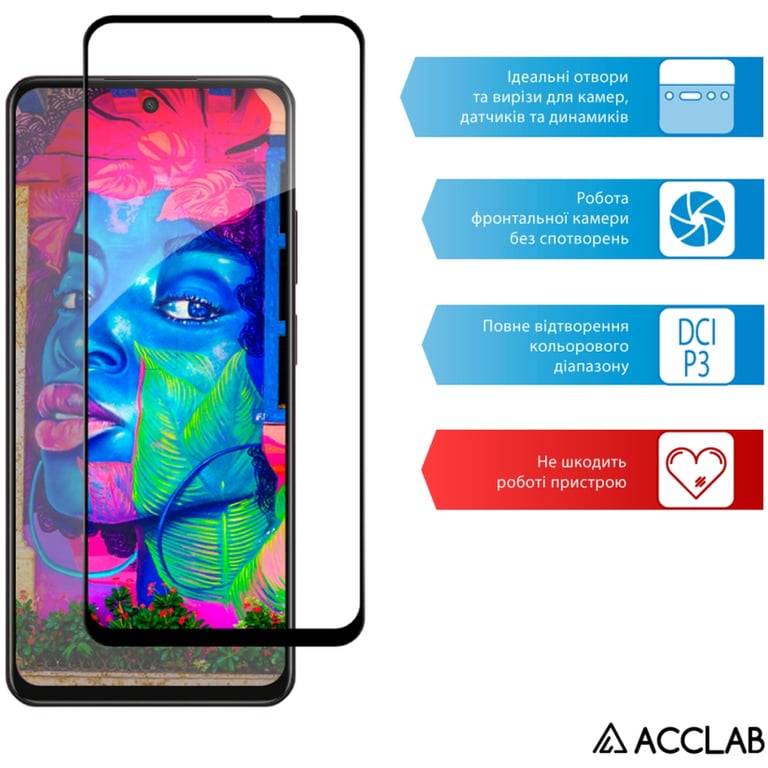 Скло захисне ACCLAB Full Glue Oppo A3x Black (1283126598890) - фото 5