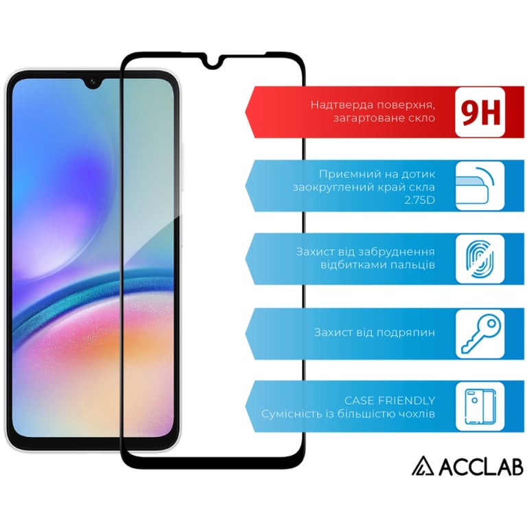 Скло захисне ACCLAB Full Glue Samsung A05S Black (1283126581908) - фото 3