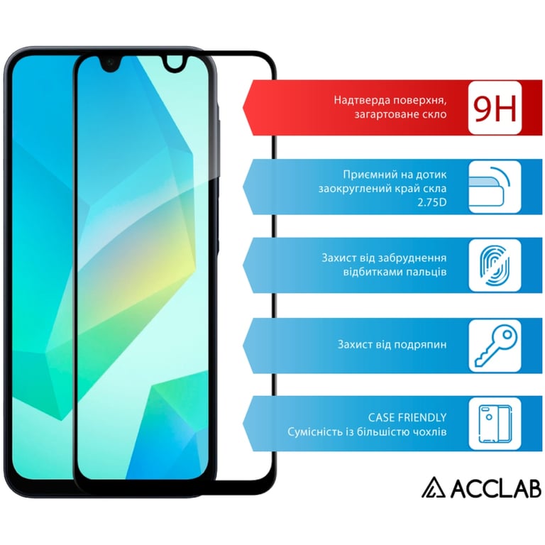 Скло захисне ACCLAB Full Glue Samsung A16 Black (1283126598821) - фото 3