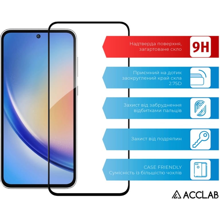 Скло захисне ACCLAB Full Glue Samsung A35 Black (1283126588778) - фото 3