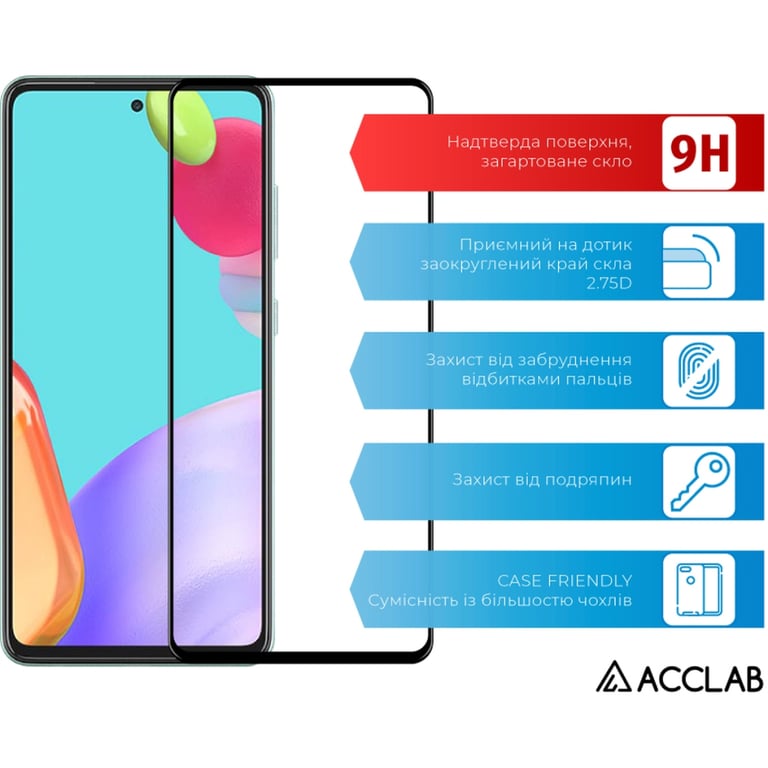 Скло захисне ACCLAB Full Glue Samsung A52 Black (1283126510540) - фото 3
