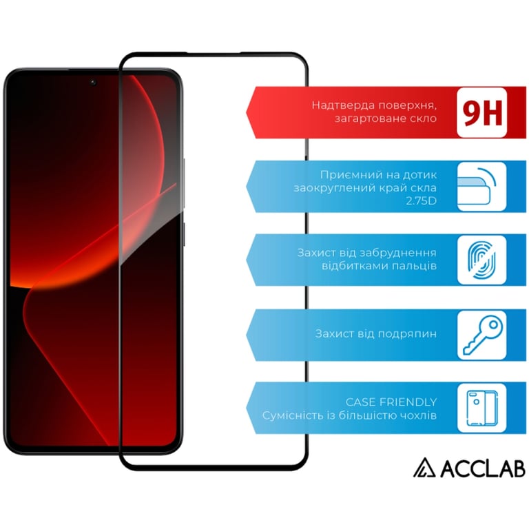 Скло захисне ACCLAB Full Glue Xiaomi 13T Pro Black (1283126582585) - фото 3