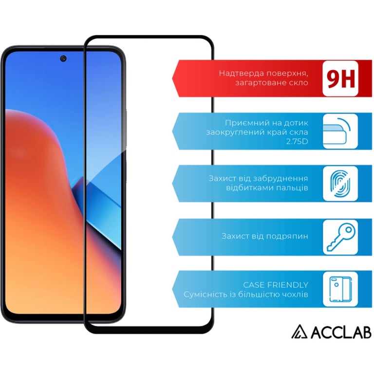 Скло захисне ACCLAB Full Glue Xiaomi Redmi 13 Black (1283126592904) - фото 3