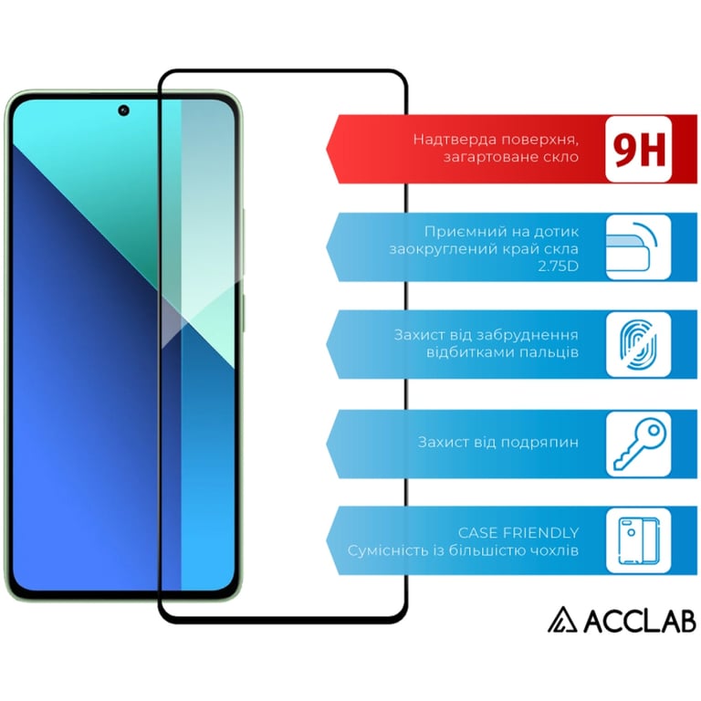 Скло захисне ACCLAB Full Glue Xiaomi Redmi Note 13 4G Black (1283126583704) - фото 3