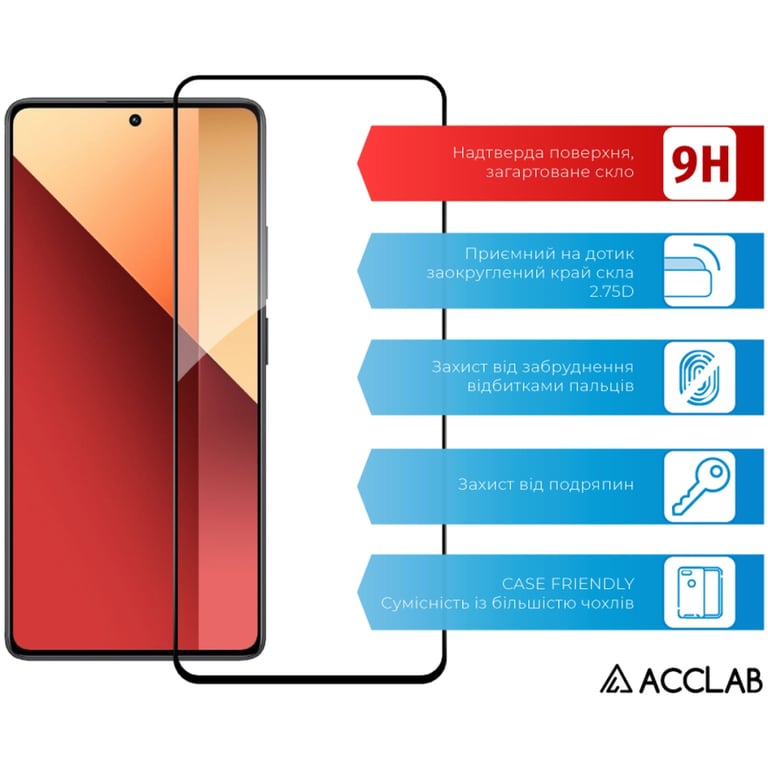 Скло захисне ACCLAB Full Glue Xiaomi Redmi Note 13 Pro 4G Black (1283126583780) - фото 3