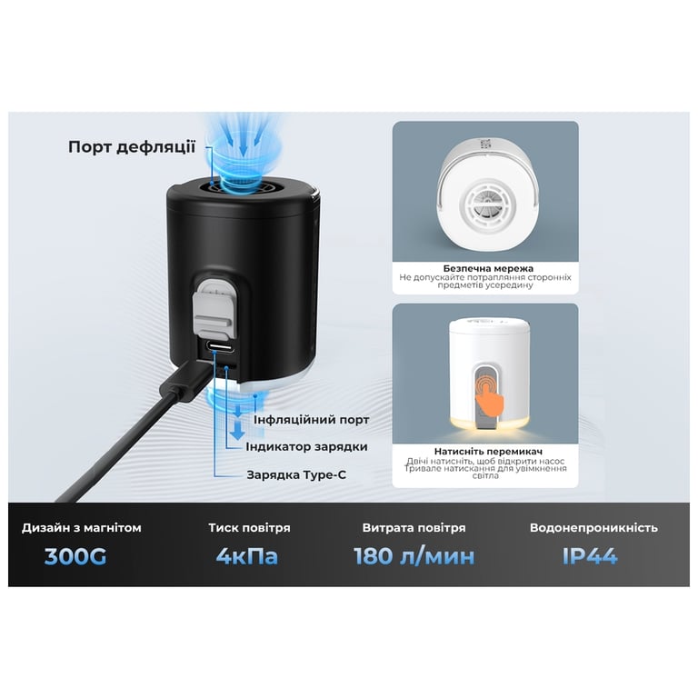 Ліхтар Flextail Tiny Pump 2X з функцією насосу білий (TY2X1600-WT-i) - фото 8