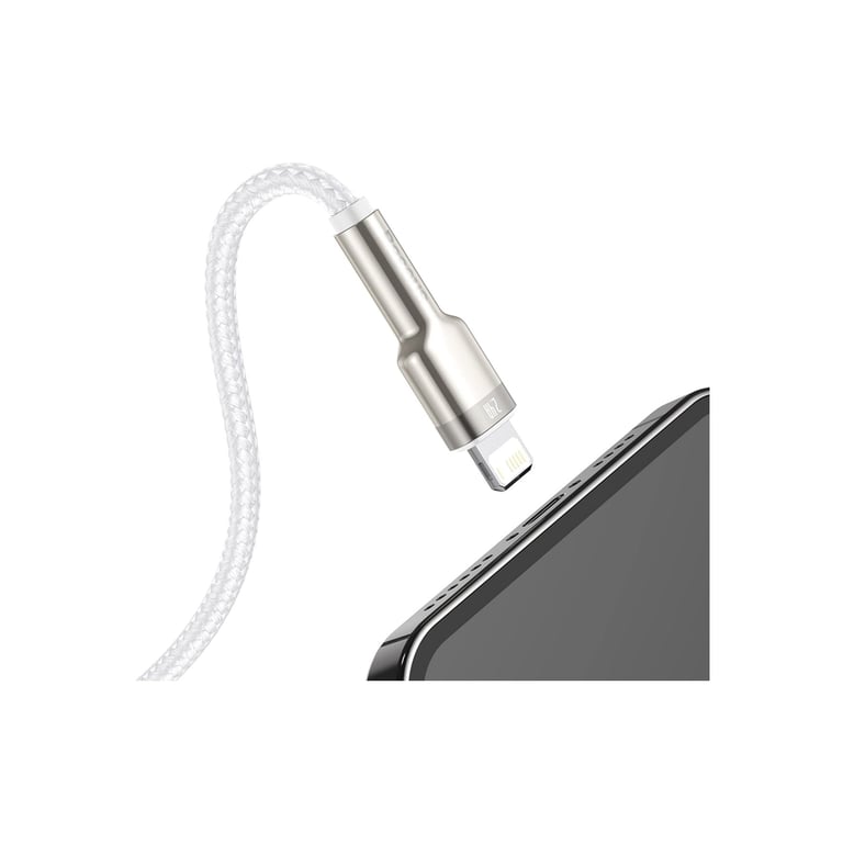 Дата кабель USB 2.0 AM to Lightning 2.0m Cafule Series Metal 2.4A White Baseus (CALJK-B02) - фото 7