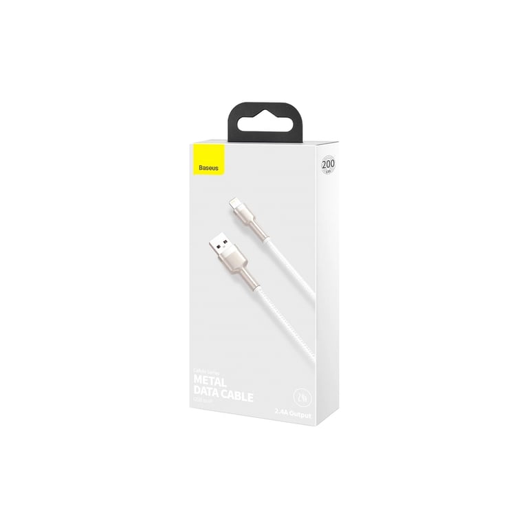 Дата кабель USB 2.0 AM to Lightning 2.0m Cafule Series Metal 2.4A White Baseus (CALJK-B02) - фото 9