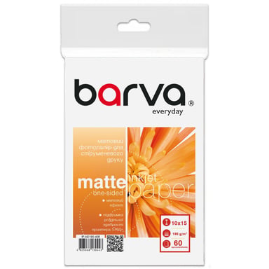 Фотопапір Barva 10x15, 190 g/m2, Everyday, Matte, 60c (IP-AE190-408) - фото 1