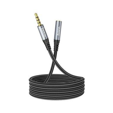 Кабель мультимедійний 3.5mm M to 3.5mm F 1.0m Gray HOCO (6931474762153) - фото 1