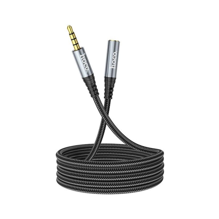 Кабель мультимедійний 3.5mm M to 3.5mm F 1.0m Gray HOCO (6931474762153) - фото 1