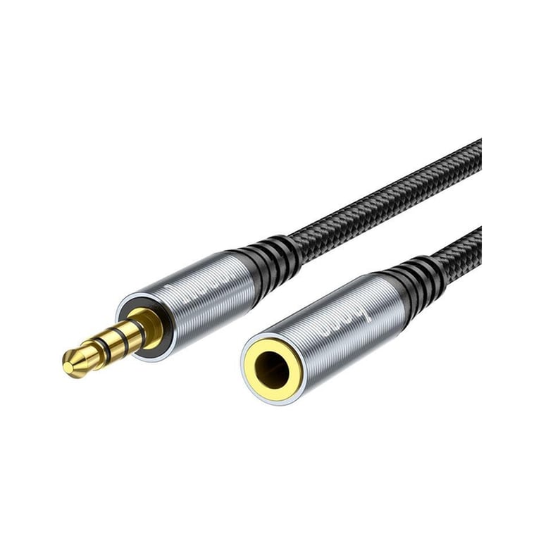 Кабель мультимедійний 3.5mm M to 3.5mm F 1.0m Gray HOCO (6931474762153) - фото 2