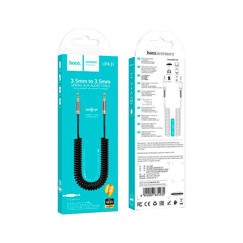 Кабель мультимедійний 3.5mm M to 3.5mm M 3.0m Black HOCO (6942007631235) - фото 6 Кабель мультимедійний 3.5mm M to 3.5mm M 3.0m Black HOCO (6942007631235) - фото 6