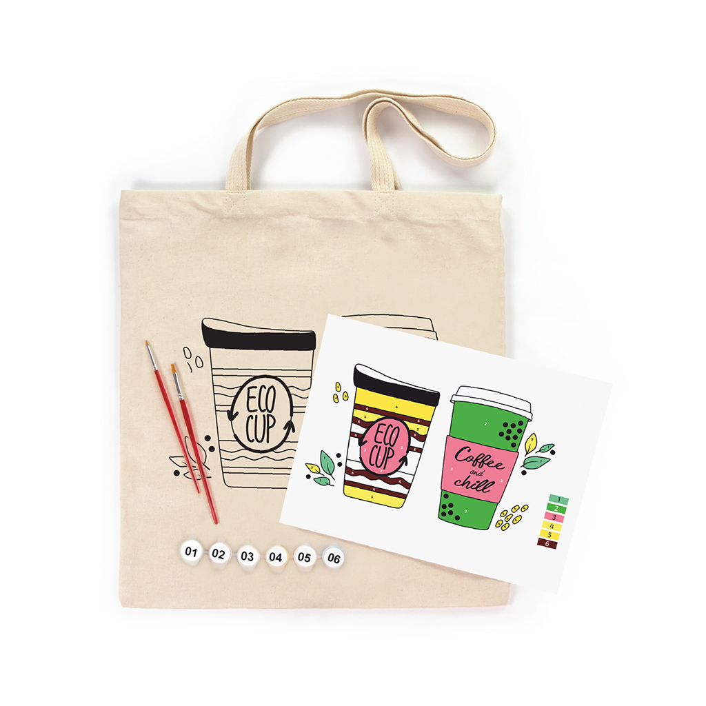 Набір для творчості Rosa Talent екосумка-розмальовка, Coffee Time 38х42 см (4823098544616) - фото 2 Набір для творчості Rosa Talent екосумка-розмальовка, Coffee Time 38х42 см (4823098544616) - фото 2